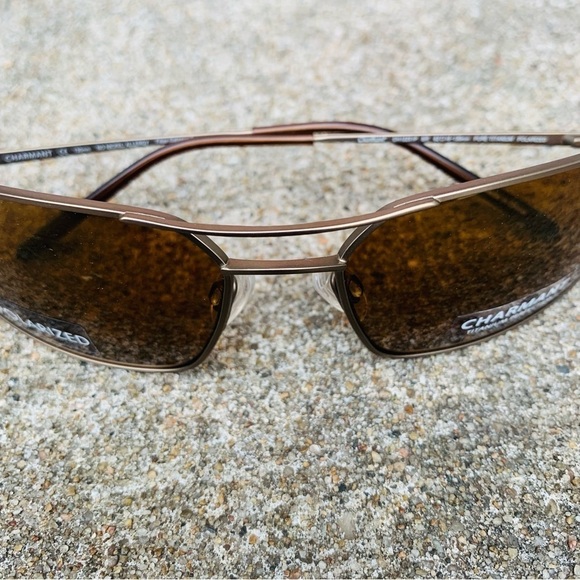 Charmant Polarized Brown Tinted Lenses Double Bridge Titanium Frame Sunglasses - Picture 7 of 15